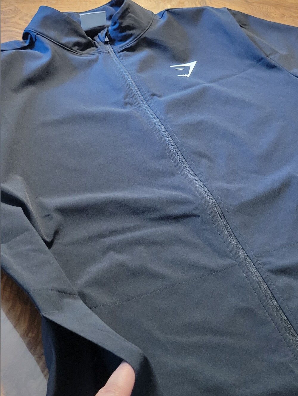 Gymshark Arrival Woven Full Zip Jacket Black Mock Neck Size Small - Picture 5 of 10